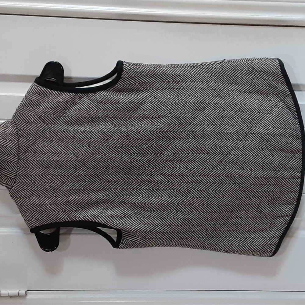 Hemline Mom Quilted Herringbone Wool Blend Puffer Vest Black White Small - Picture 5 of 8